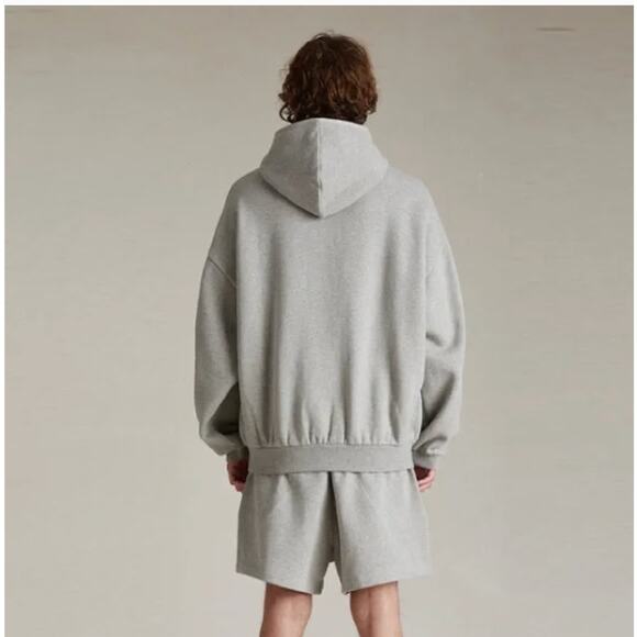 (L) NWT $100 Fear of God Essentials Dark Heather Oatmeal Hoodie - Picture 4 of 8